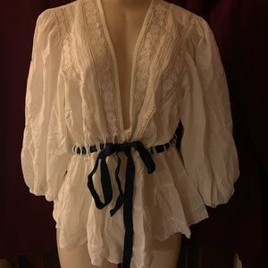 Free People Cream Peasant Top